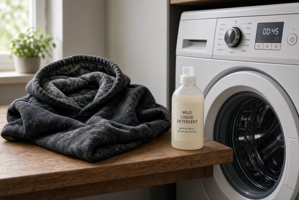 acid wash hoodie care with a cold gentle wash and mild detergent